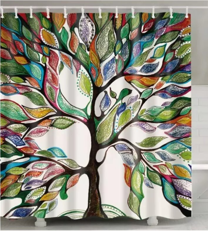 tree pattern shower curtain2