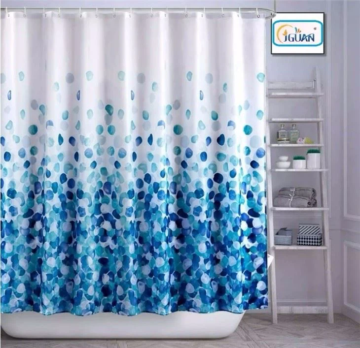 Blue Fabric Shower Curtain