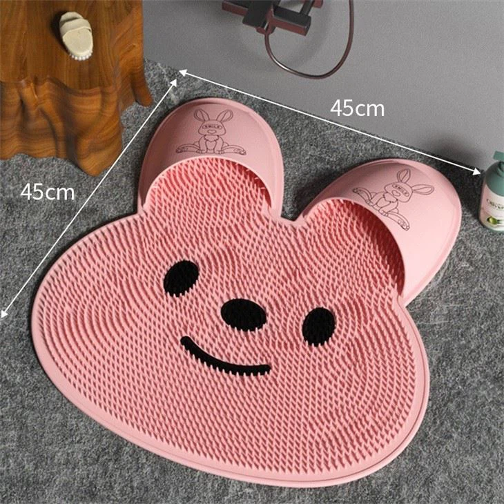 Silicone Rabbit Foot Rub Magic Bathroom Non-slip Mat Rub Back Massage Mat Exfoliate Feet Remove Dead Skin Shower Floor Mat